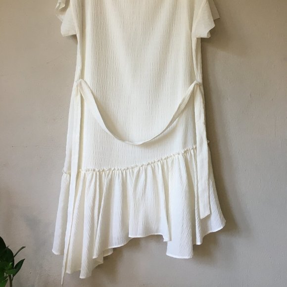 All Saints white, asymmetrical textured Sara Dress - Picture 2 of 5